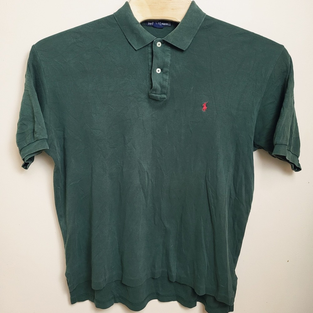 Polo Ralph Lauren Mens Large Green Short Sleeve Polo Shirt Classic Fit Pony Logo - Picture 2 of 7